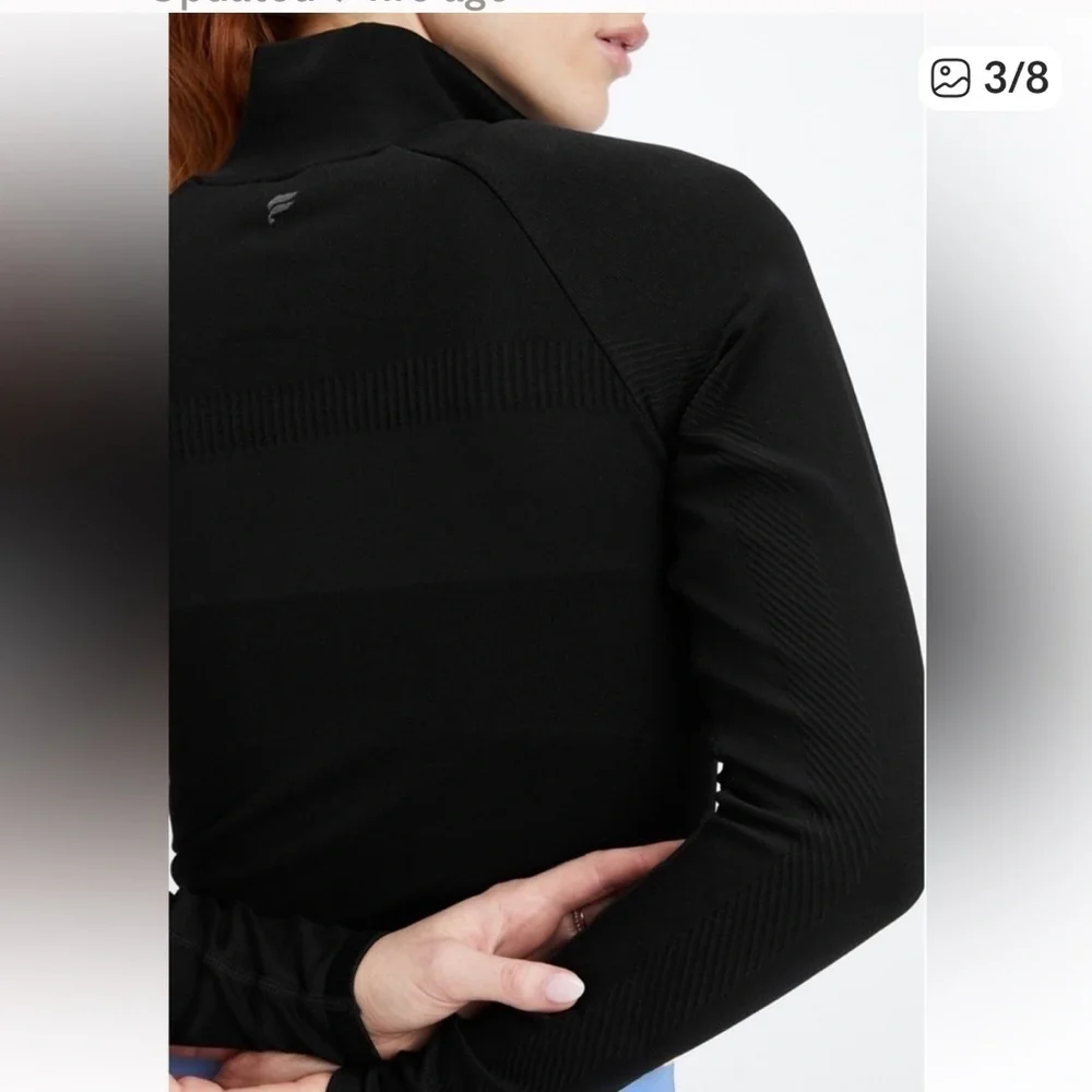 Fabletics Black Cropped Seamless Jacket - Picture 3 of 11